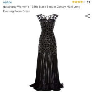 Black Sequin 1920s Costume Flapper Dress
